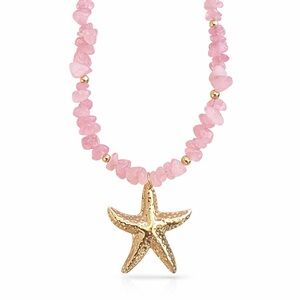 Pink Beaded Starfish Beach Necklace